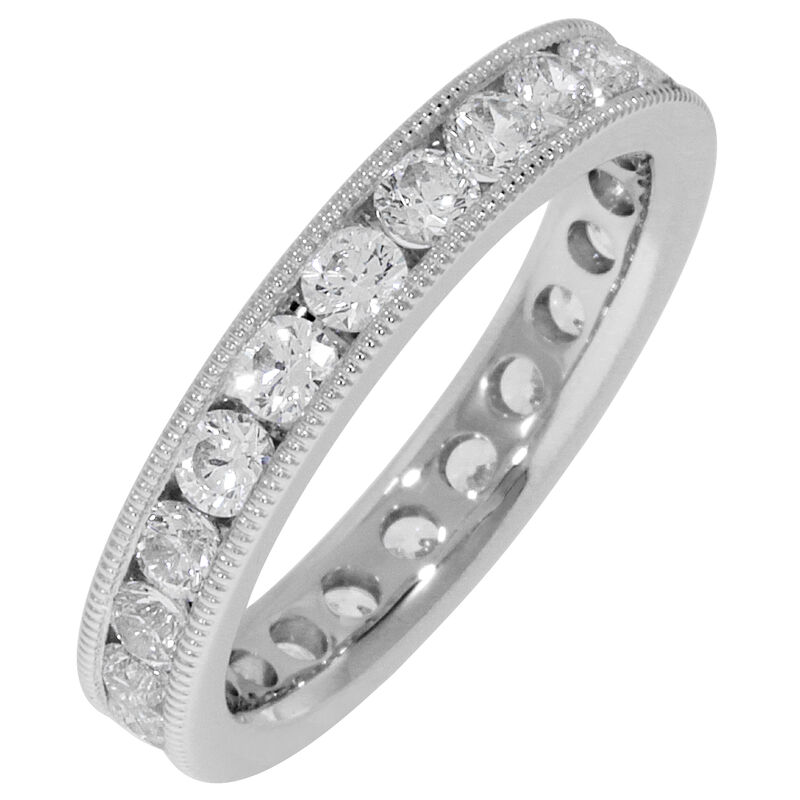 Round Milgrain Edge 1.5ctw. Eternity Band in 14K White Gold (GH, SI) image number null