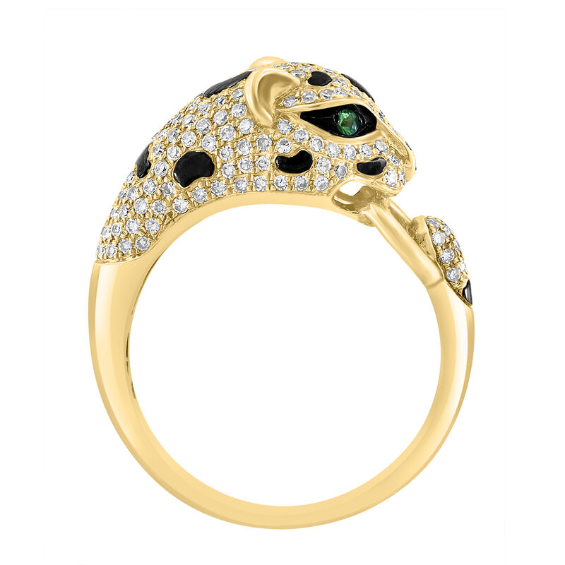 EFFY .60ctw. Diamond & Tsavorite Panther Ring in 14k Yellow Gold image number null