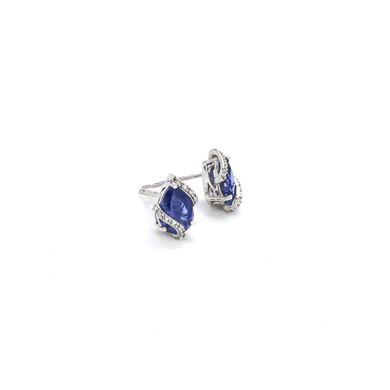 Sofia, 10kt. WG Diamond & Created Sapphire Swirl Stud Earrings image number null