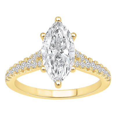 Marquise-Cut Lab Grown 2 1/3ctw. Diamond Split Shank Engagement Ring in 14k Yellow Gold