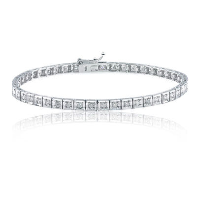 Diamond 1ct. Square-Link Bracelet in 14k White Gold