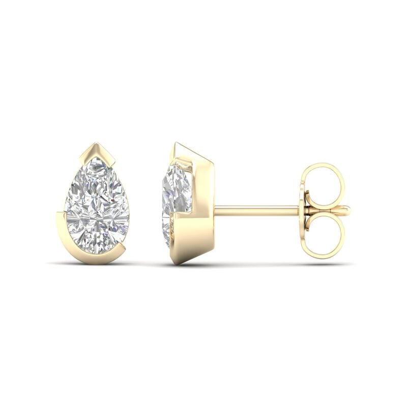 Lab Grown Diamond 7/8ctw. Pear Solitaire Stud Earrings in 10k Yellow Gold image number null