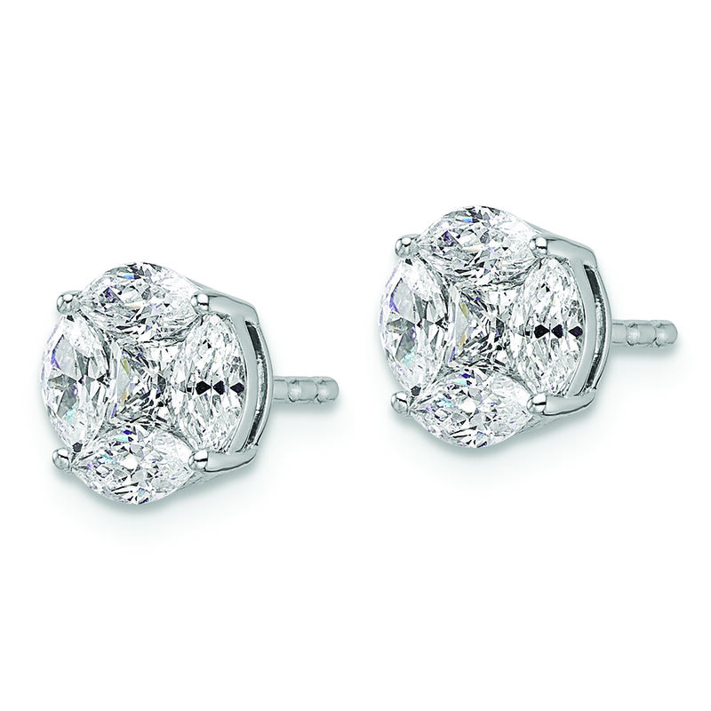 Princess & Marquise-Cut Lab Grown 1ctw. Diamond FGH VS SI Prism Earrings in 14k White Gold image number null
