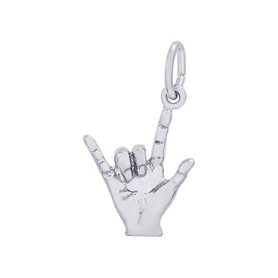 I Love You Hand Sign Sterling Silver Charm