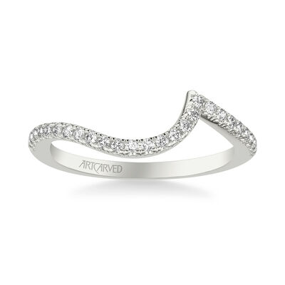 Polly. Artcarved Diamond Wedding Band in 14k White Gold