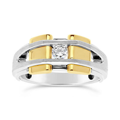 IBGoodman Two-Tone 1/5ctw. Diamond Solitaire Men's Fashion Ring