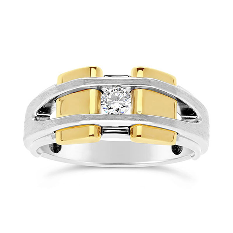 IBGoodman Two-Tone 1/5ctw. Diamond Solitaire Men's Fashion Ring image number null
