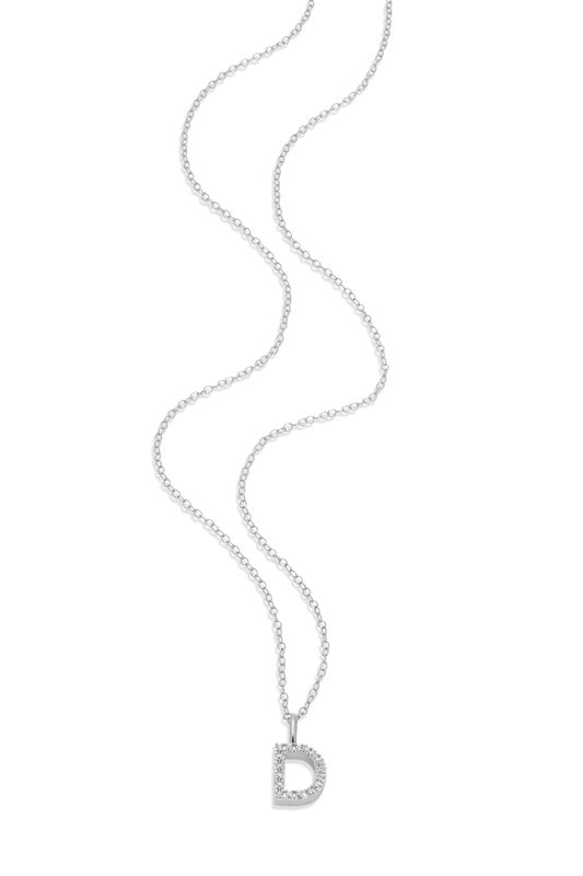Lab Grown Diamond Letter D Initial Pendant Necklace in Sterling Silver image number null