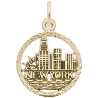  New York Skyline Charm in Gold Plated Sterling Silver