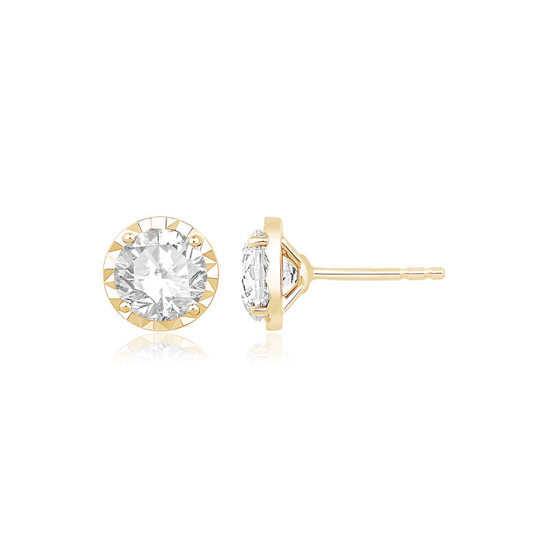 Round Lab Grown Diamond 2ctw. Stud Earrings in 10k Yellow Gold image number null