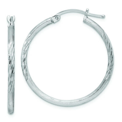 Diamond-Cut 2mm Hoop Earrings in Sterling Silver