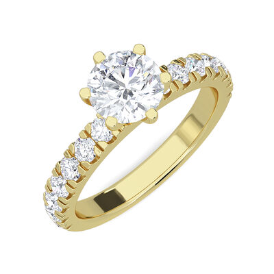 Brilliant-Cut Lab Grown 1.50ctw. Diamond Split Prong Engagement Ring in 14k Yellow Gold