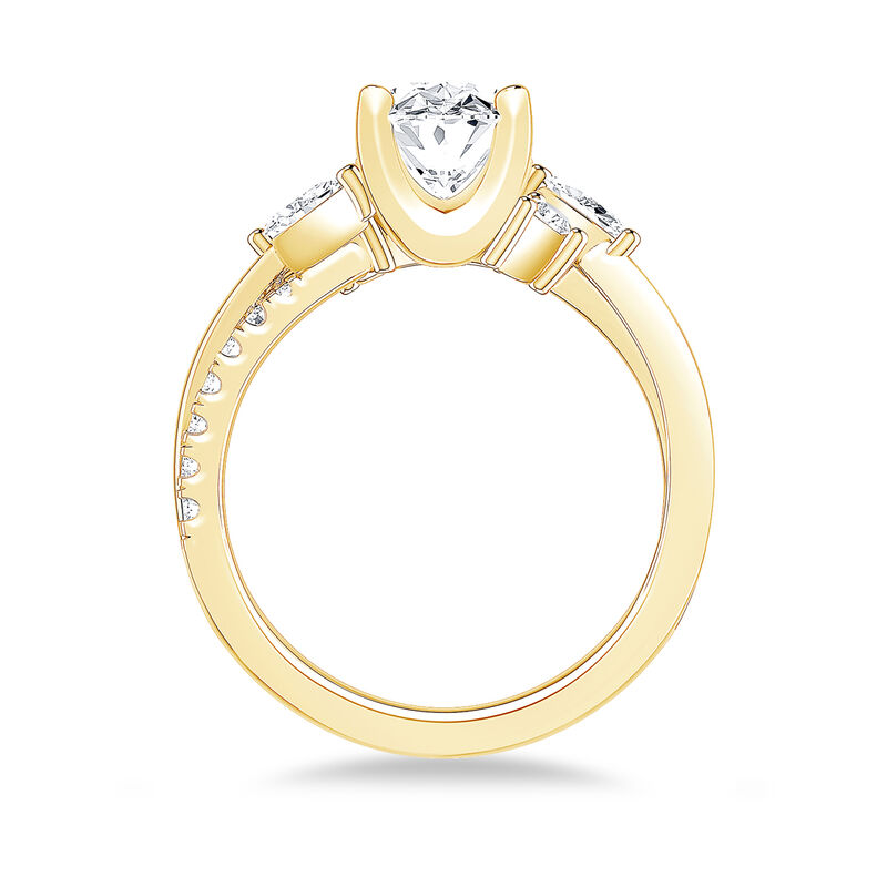 Oval-Cut Lab Grown 2 3/8ctw. Diamond with Marquise & Brilliant-Cut Accents Engagement Ring in 14ik Yellow Gold image number null