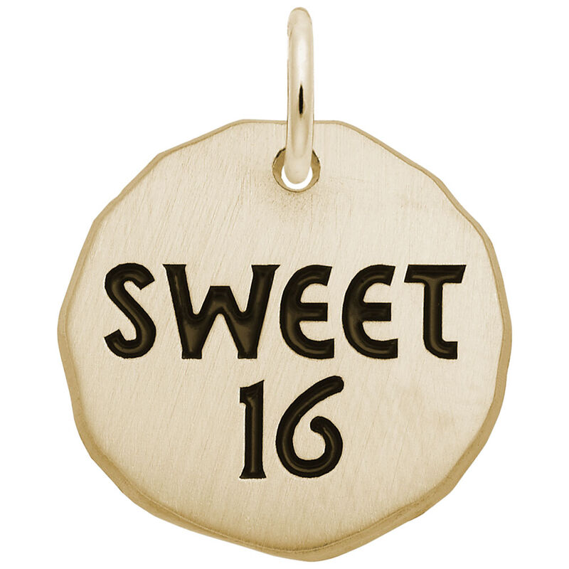 Sweet 16 Charm Tag in 14K Yellow Gold image number null