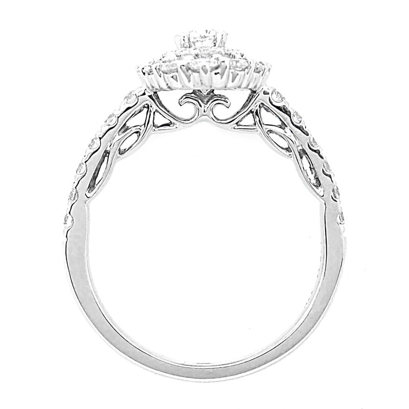 Sloane. Oval 1ctw. Diamond Vintage-Inspired Double Halo Engagement Ring in 14k White Gold image number null