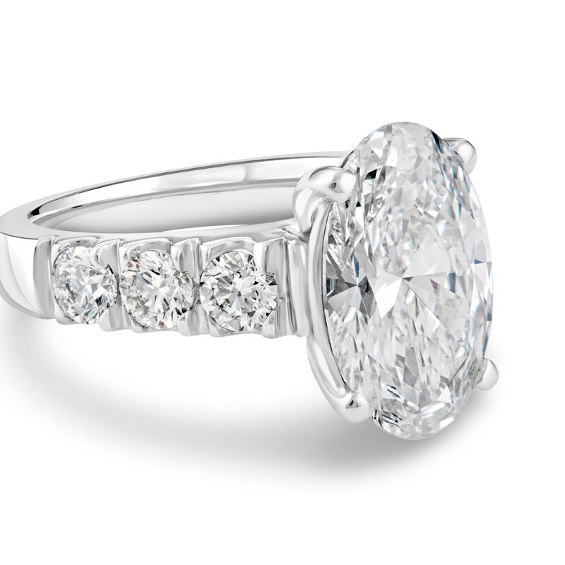 Oval Lab Grown Diamond 6 1/2ctw. Cathedral Engagement Ring in 14k White Gold image number null
