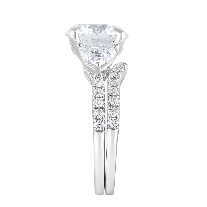 Round Lab Grown Diamond 4 1/4ctw. Three Stone Engagement Ring Set in 14k White Gold image number null