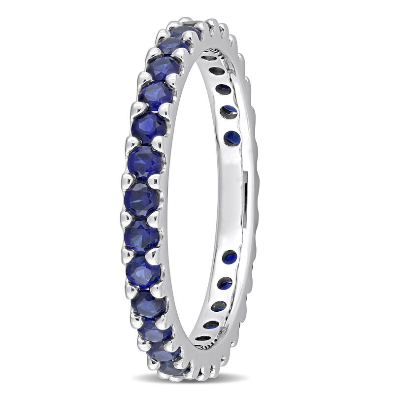 Created Blue Sapphire Eternity Band in 10k White Gold image number null