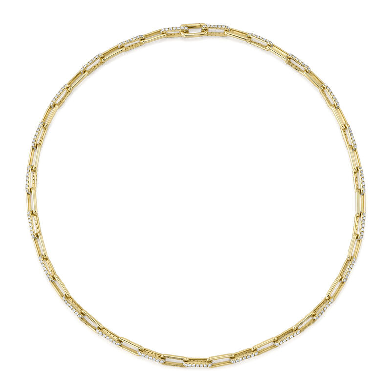 Shy Creation Diamond 5ctw. Paperclip Link Necklace in 14k Yellow Gold image number null