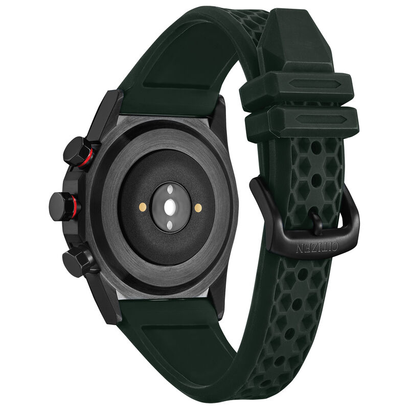 Citizen CZ Smart 44mm Black IP Stainless Steel Hybrid Heart Rate Smartwatch with Green Silicone Strap JX1005-00E image number null