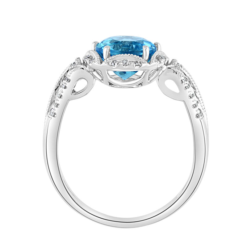 Maddie. Blue Topaz & Diamond Antique Ring in 14k White Gold image number null
