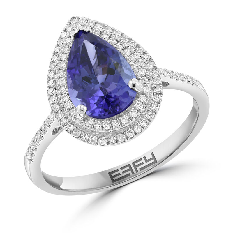 EFFY Pear-Shaped Tanzanite & Diamond Ring in 14k White Gold image number null