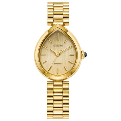 Citizen Ladies L Rainell Eco Drive Gold Dial Gold Plated 26mm Watch EM1202-50P