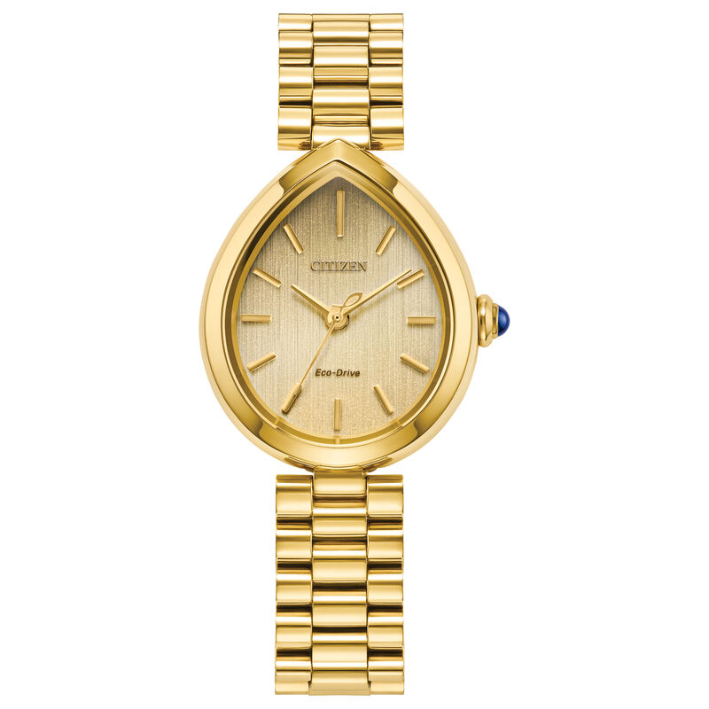 Citizen Ladies L Rainell Eco Drive Gold Dial Gold Plated 26mm Watch EM1202-50P image number null