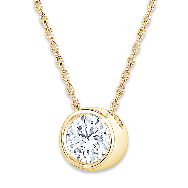 Brilliant-Cut Lab Grown 1ct. GH SI1 Diamond Bezel Slide Pendant in 14k Yellow Gold image number null