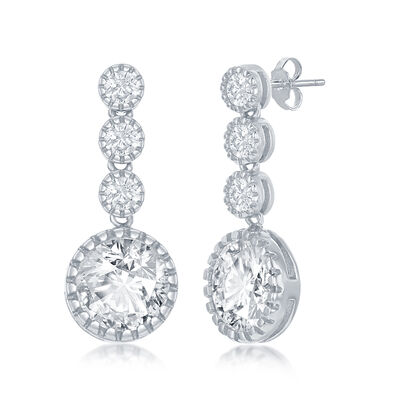 Brilliant-Cut Cubic Zirconia Dangle Earrings in Sterling Silver
