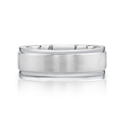 Men's MFIT 7mm Band with Satin Center in 10k White Gold