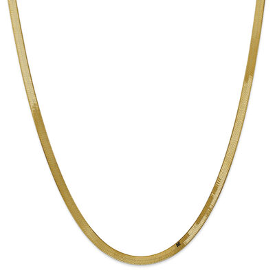 Silky Herringbone 16" Chain 4mm in 14k Yellow Gold