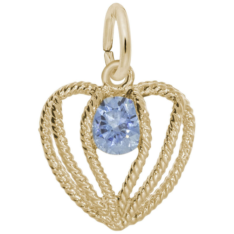December Birthstone Held in Love Heart Charm in 14k Yellow Gold image number null
