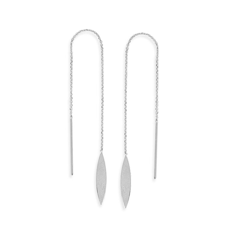 Marquise-Shape Threaded Earrings in 14k White Gold image number null