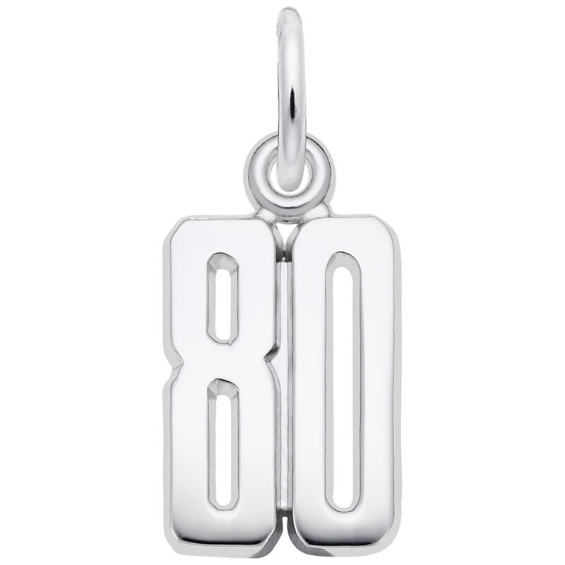 Number 80 Charm in Sterling Silver image number null