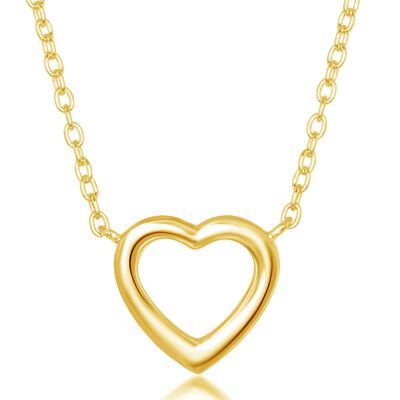 Open Puffed Heart Pendant in Gold Plated Sterling Silver