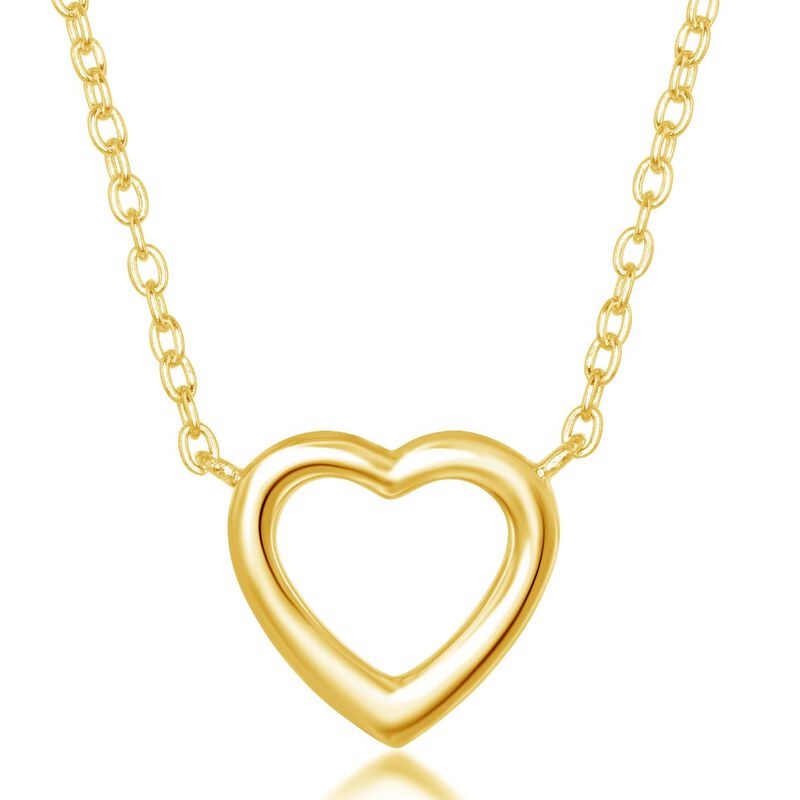Open Puffed Heart Pendant in Gold Plated Sterling Silver image number null
