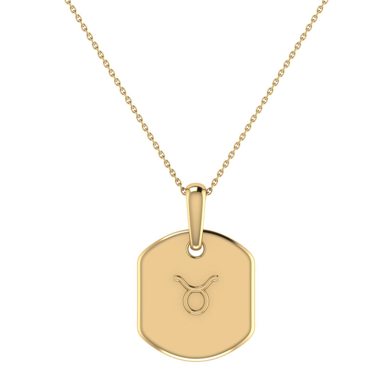 Diamond and Emerald Taurus Constellation Zodiac Tag Necklace in 14k Yellow Gold Plated Sterling Silver image number null