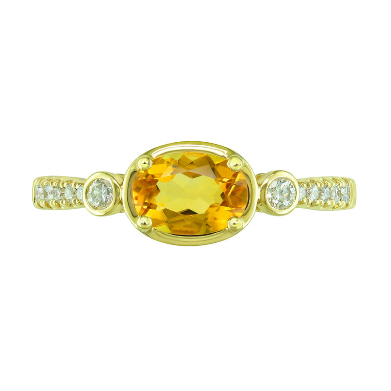Oval-Cut Citrine & Diamond East to West Ring in 10k Yellow Gold image number null