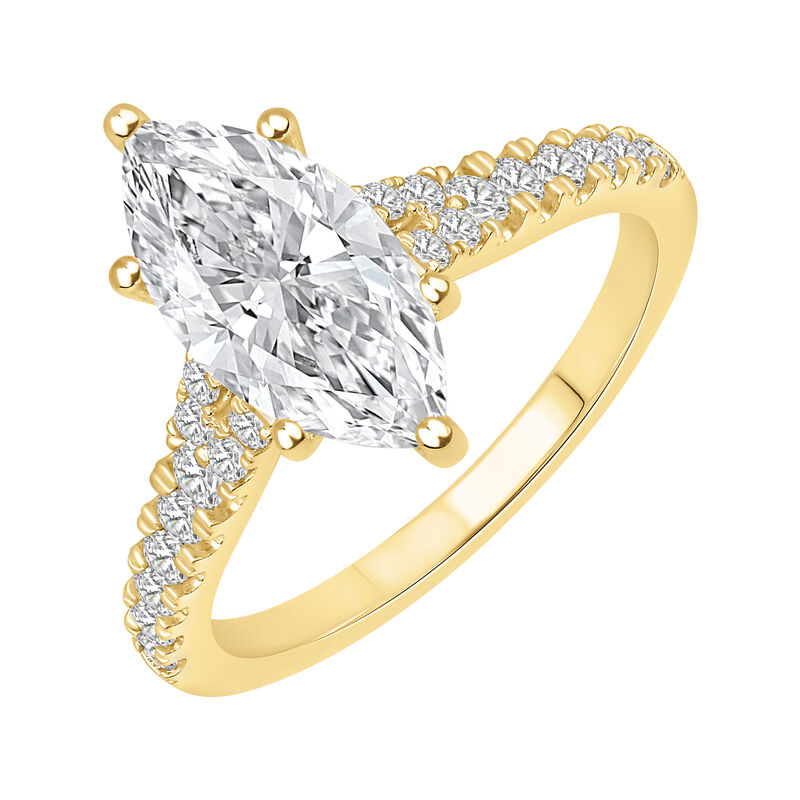 Marquise-Cut Lab Grown 2 1/3ctw. Diamond Split Shank Engagement Ring in 14k Yellow Gold image number null