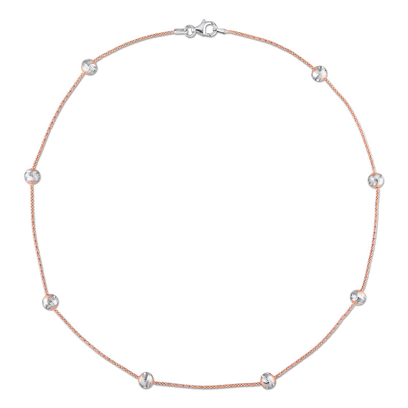 6mm Ball Station Necklace in Rose Gold Plated Sterling Silver image number null