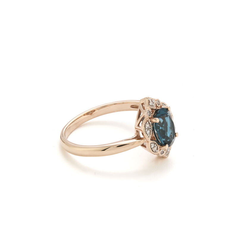 Oval London Blue Topaz & Diamond Ring in 10k Rose Gold image number null