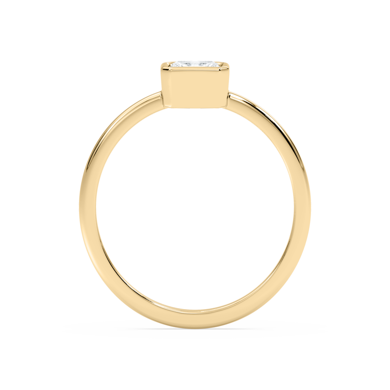 Radiant Lab Grown Diamond Bezel Petite Solitaire Engagement Ring in 10k Yellow Gold image number null