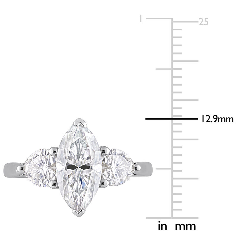 Marquise-Cut 2 1/2ctw. Created Moissanite Three-Stone Engagement Ring in Sterling Silver image number null