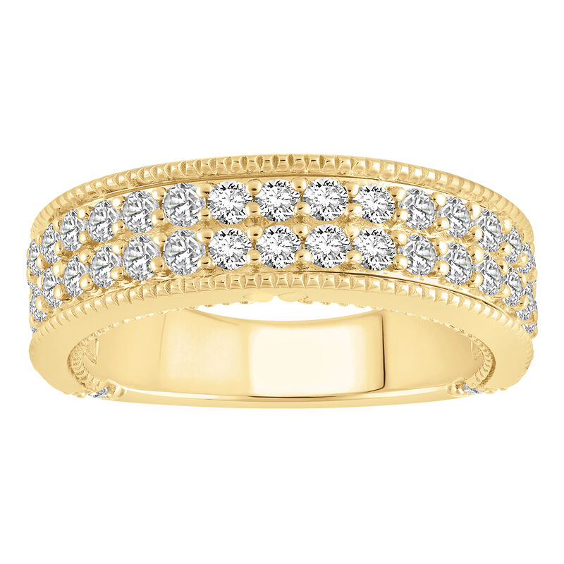 Lab Grown Diamond 1ctw. Milgrain & 14k Yellow Gold Anniversary Ring image number null