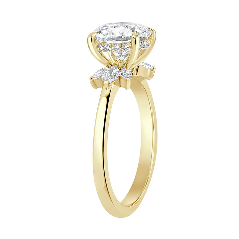 Brilliant-Cut Lab Grown 2 3/8ctw. Diamond Hidden Halo With Marquise-Cut Diamond Accents Engagement Ring in 14k Yellow Gold image number null