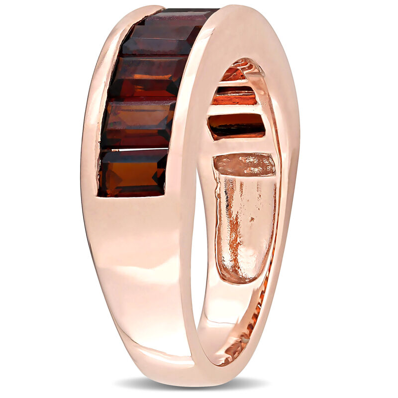 Garnet Semi-Eternity Anniversary Band in Rose Gold Plated Sterling Silver image number null
