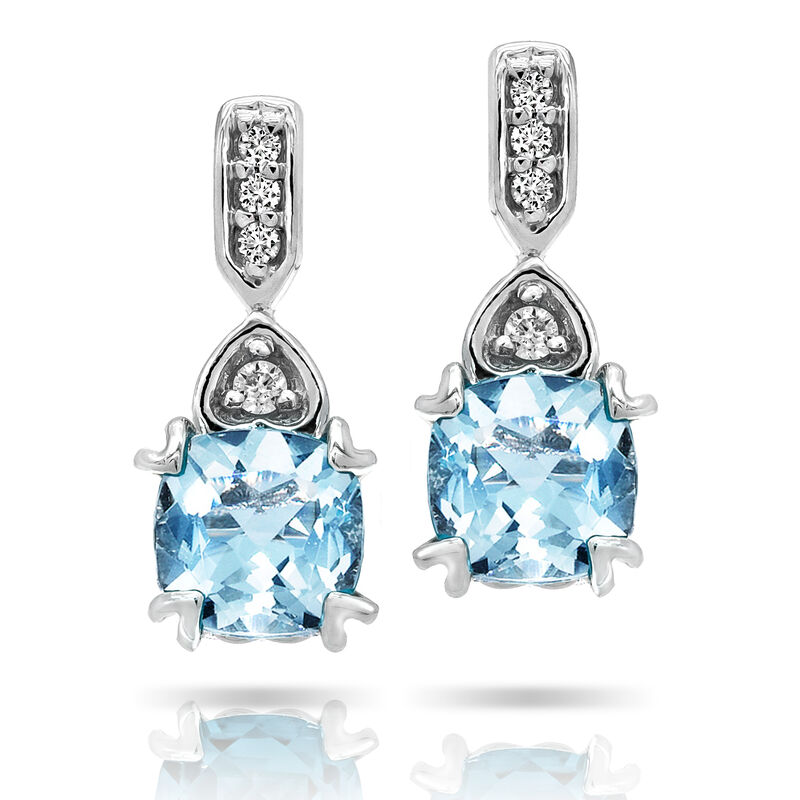 Aquamarine & Diamond Earrings in 10k White Gold  image number null