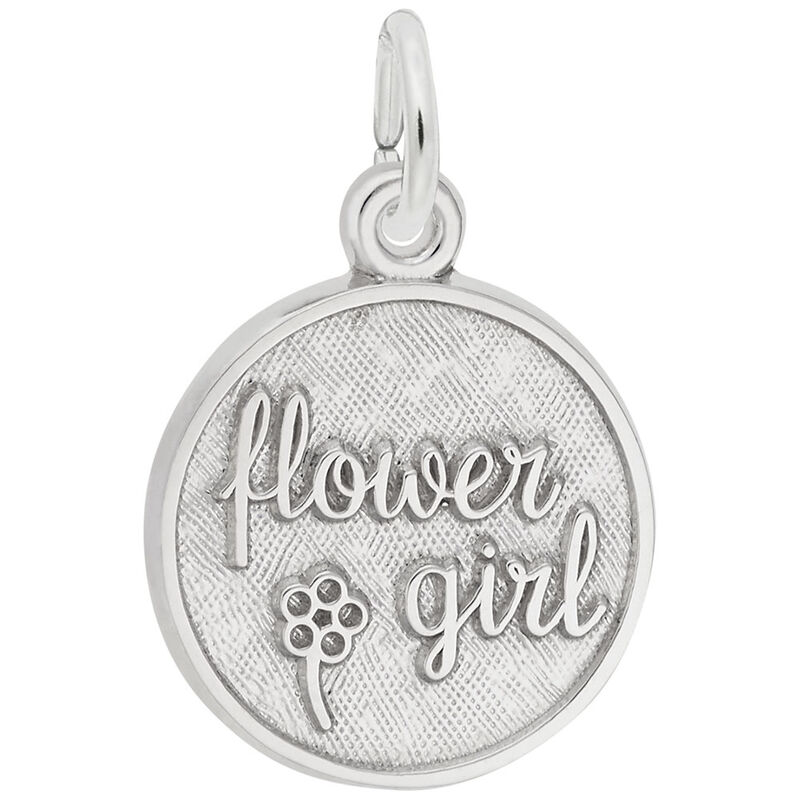 Flower Girl Charm in 14k White Gold image number null