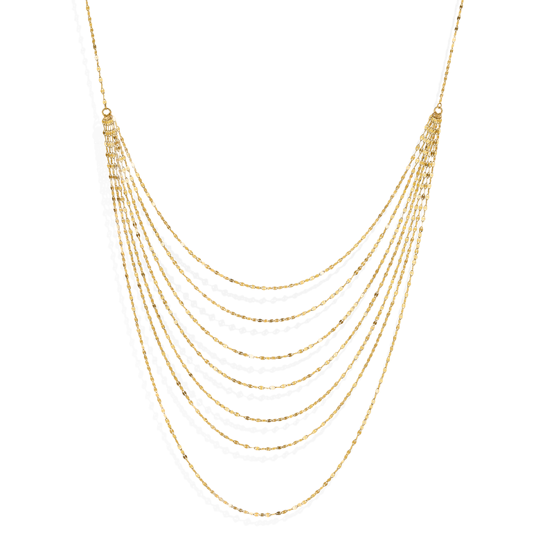 7-Layer Mirror Link Fashion Necklace in 14k Yellow Gold 18" image number null